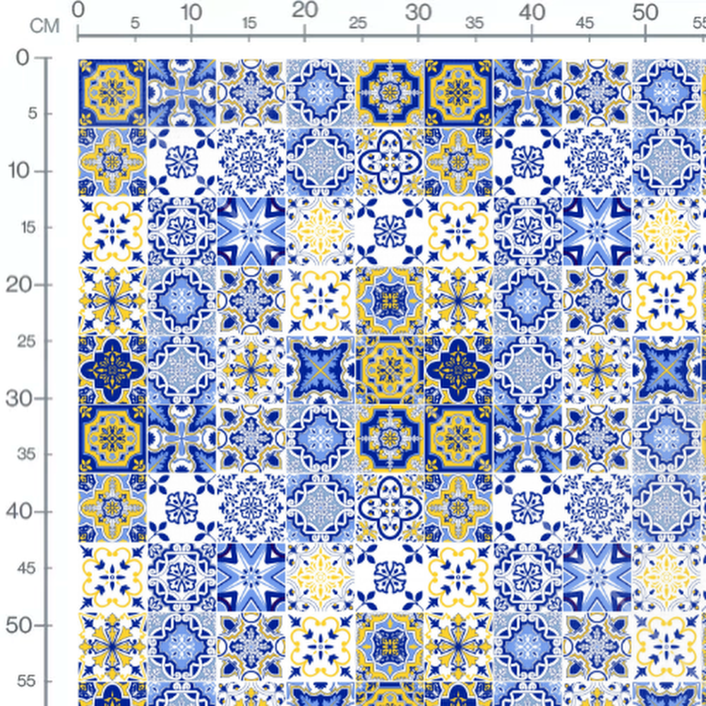 Tissu - Carreaux mosaïque colorée