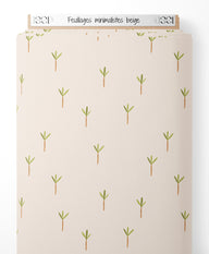 Tissu - Feuillages minimalistes beige