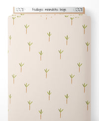 Tissu - Feuillages minimalistes beige