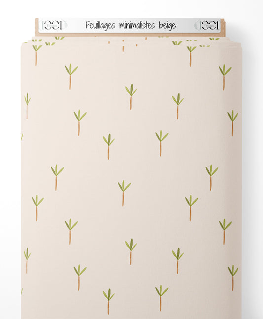 Tissu - Feuillages minimalistes beige