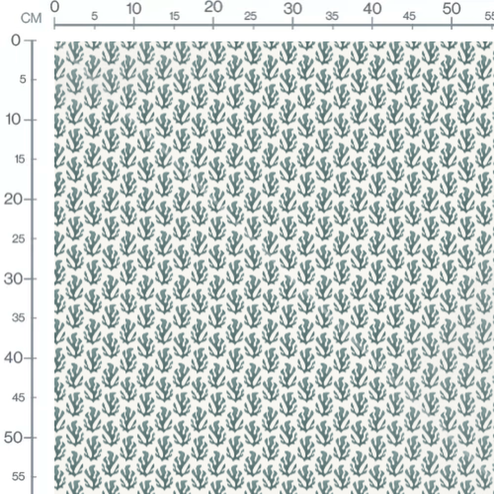 Tissu - Motif coraux bleu-gris