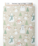 Tissu - Bonhommes neige sur beige