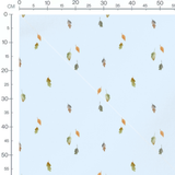 Tissu - Feuilles variées sur bleu clair