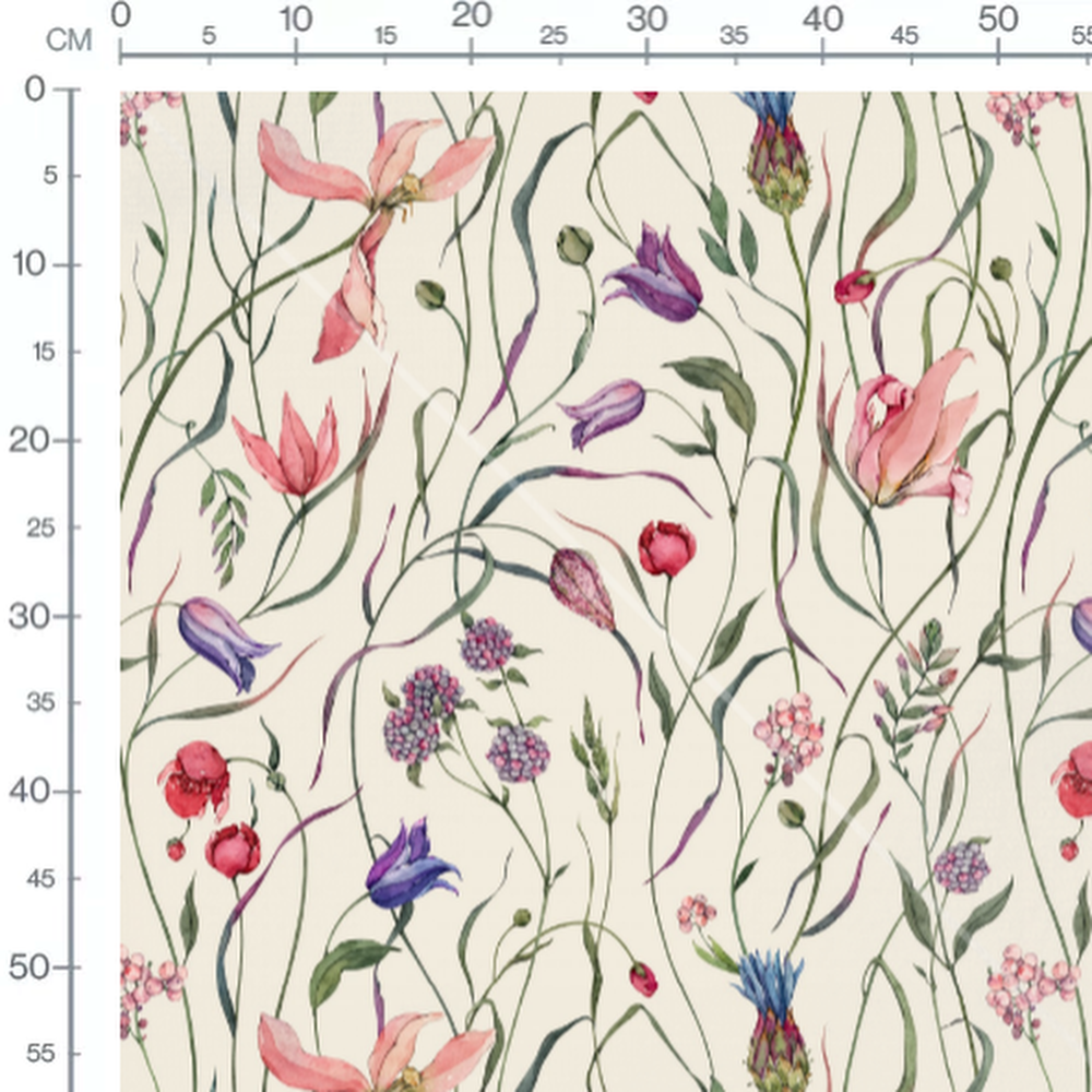 Tissu - Fleurs aquarelle colorées