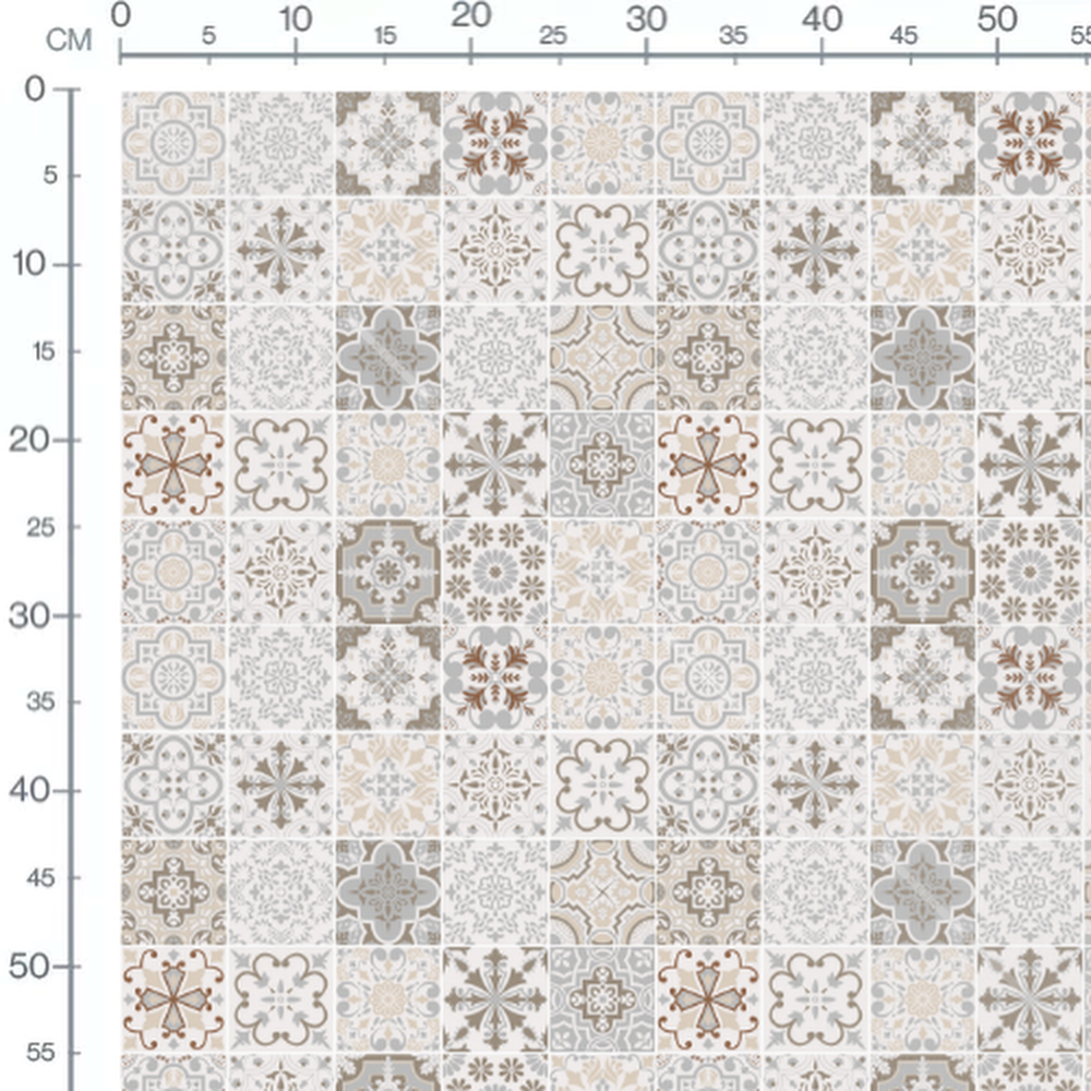 Tissu - Carreaux vintage beige et gris 2