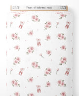 Tissu - Fleurs et ballerines roses