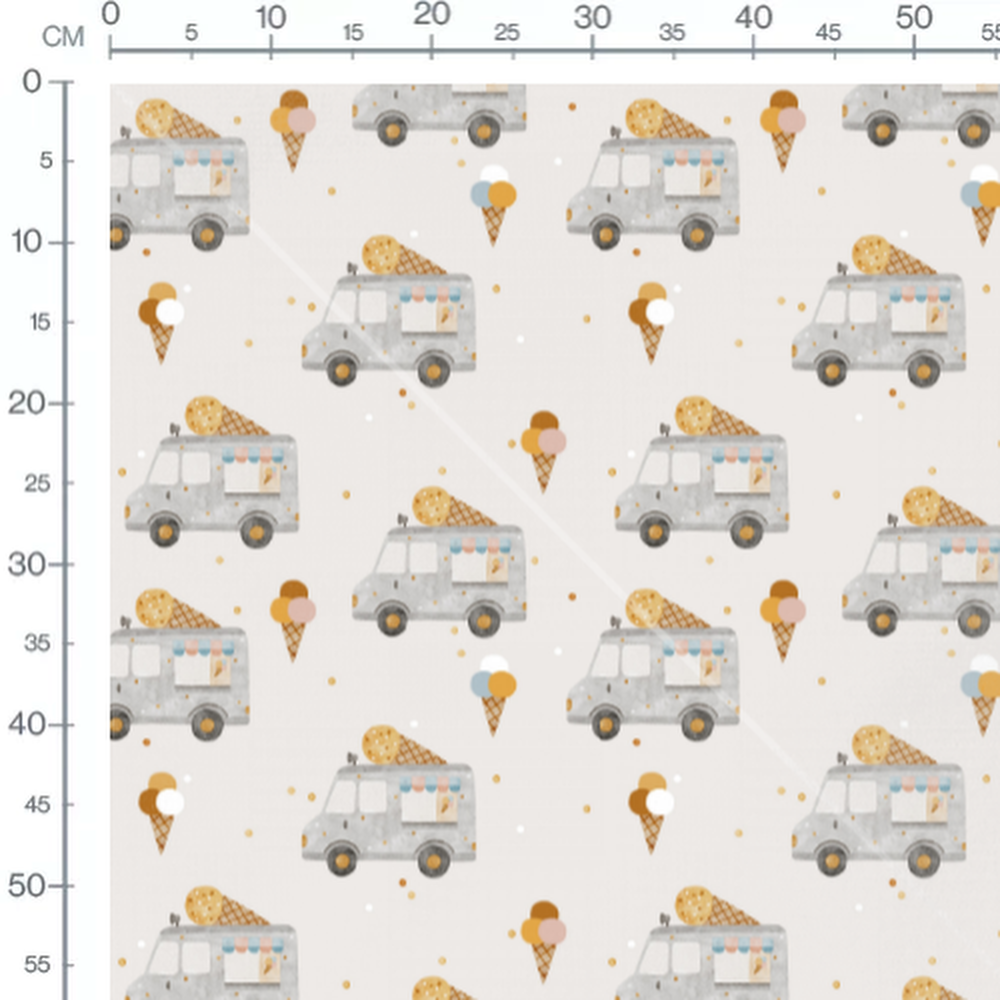 Tissu - Camions et cornets glacés