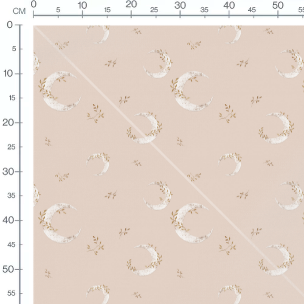 Tissu - Lunes et feuillages beige