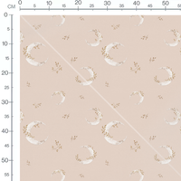 Tissu - Lunes et feuillages beige