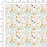 Tissu - Animaux colorés sur fond blanc 2