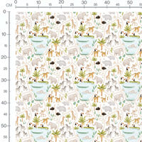 Tissu - Animaux colorés sur fond blanc 2