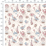 Tissu - Baleines et montgolfières crème