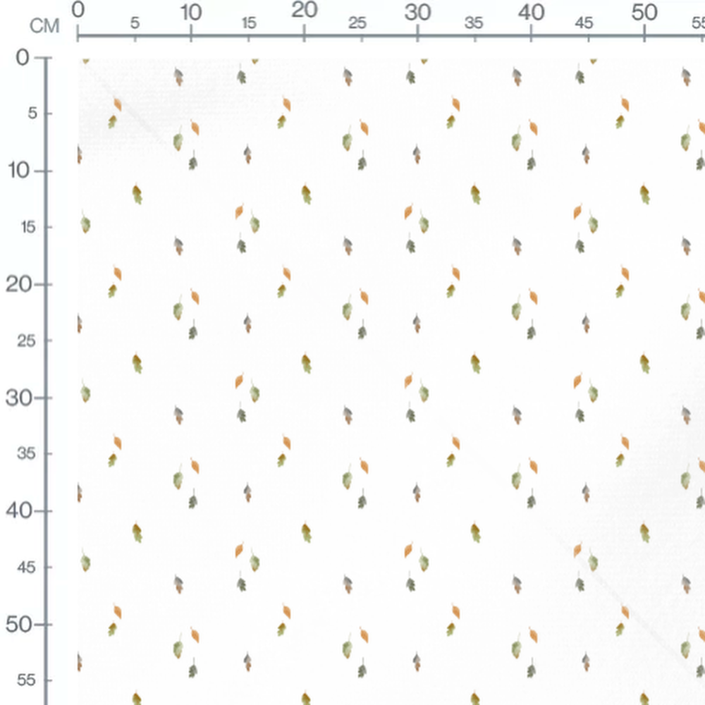 Tissu - Feuilles aquarelle sur blanc