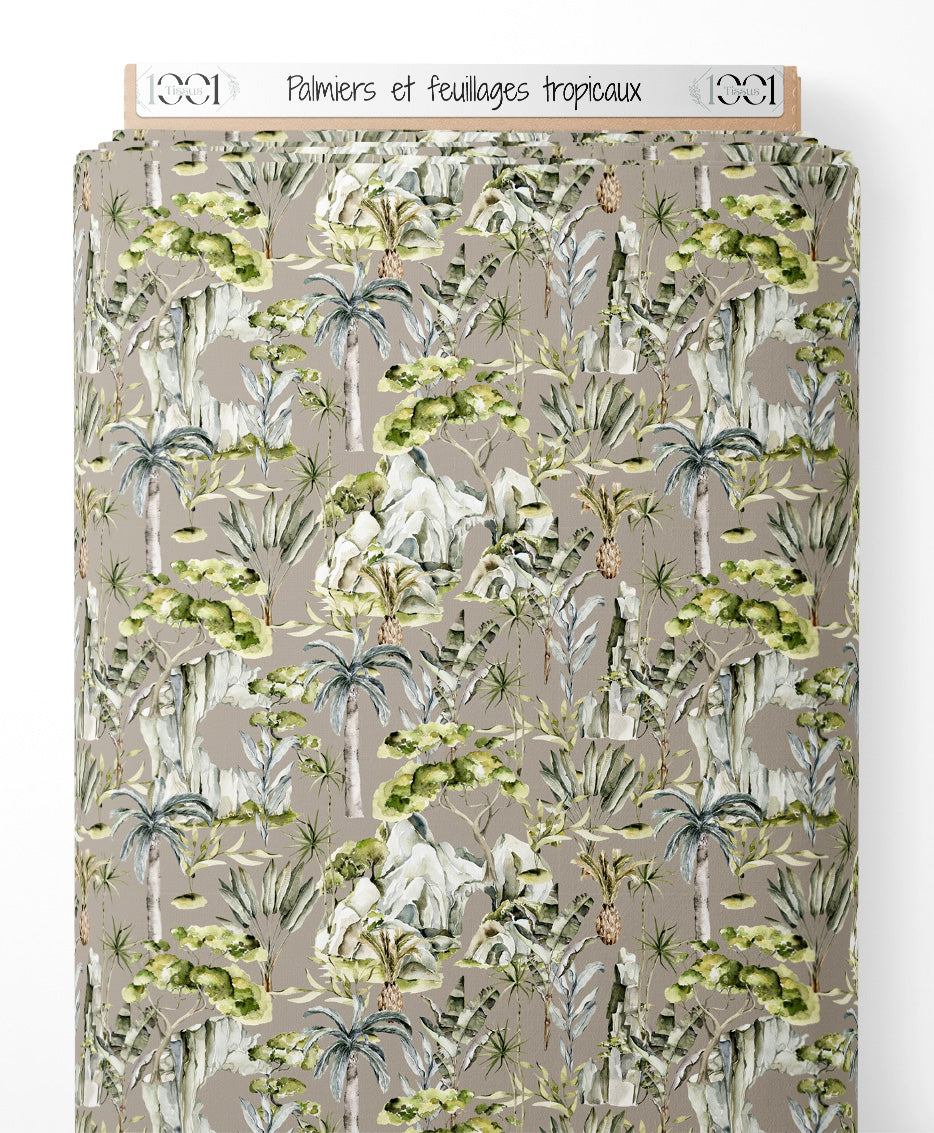 Tissu - Palmiers et feuillages tropicaux