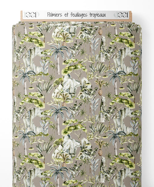 Tissu - Palmiers et feuillages tropicaux