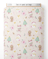 Tissu - Ours et sapins sur beige