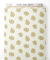 Tissu - Citrouilles fleuries blanches