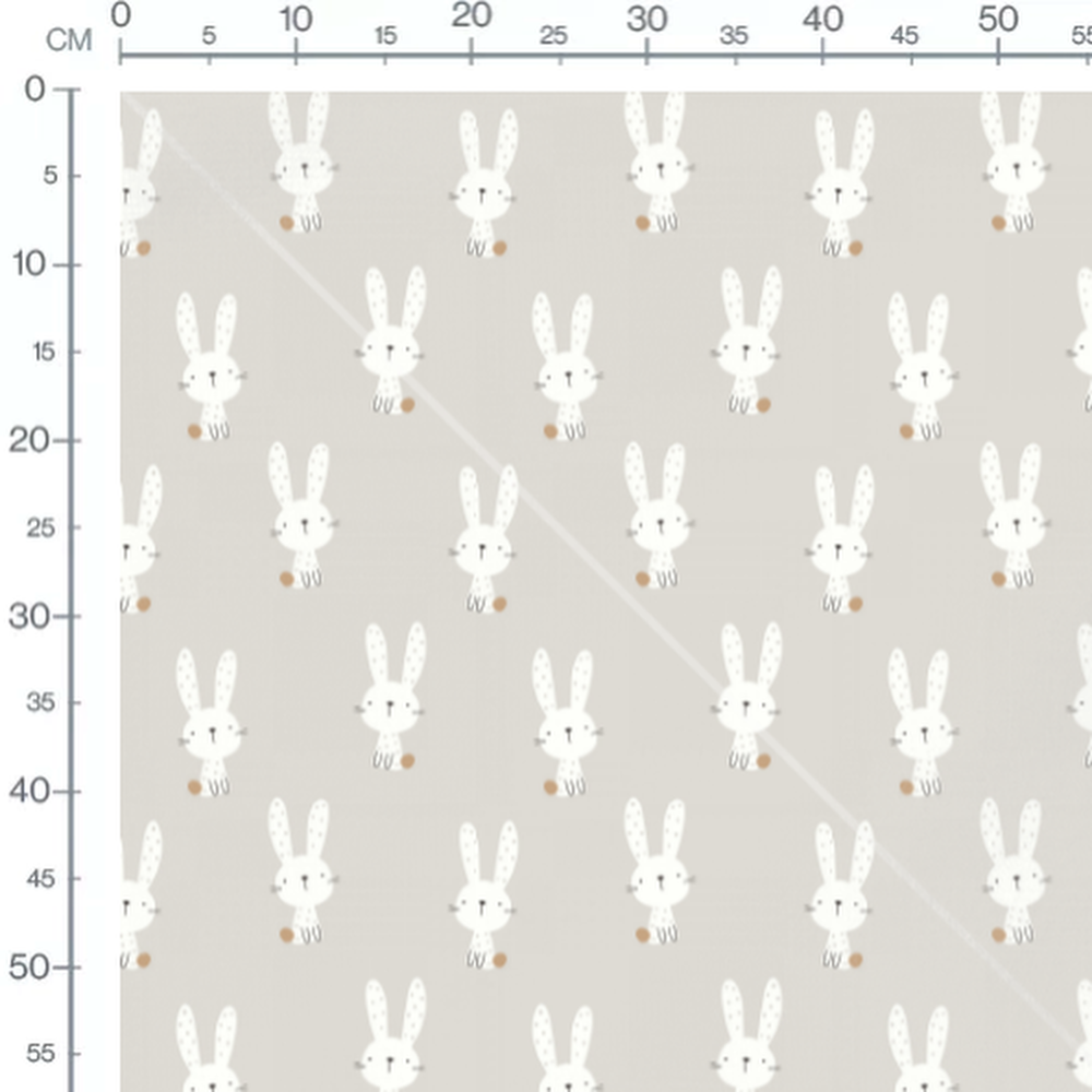 Tissu - Lapins blancs sur fond beige