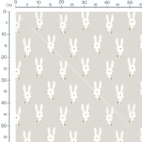 Tissu - Lapins blancs sur fond beige