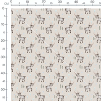 Tissu - Rennes et flocons sur beige