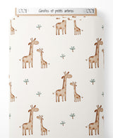Tissu - Girafes et petits arbres