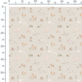 Tissu - Animaux de ferme pastel beige