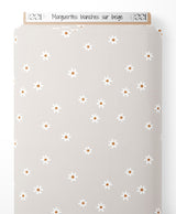 Tissu - Marguerites blanches sur beige