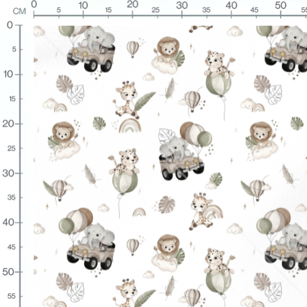 Tissu - Animaux safari en ballons