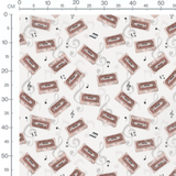 Tissu - Cassettes et notes musicales