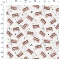 Tissu - Cassettes et notes musicales