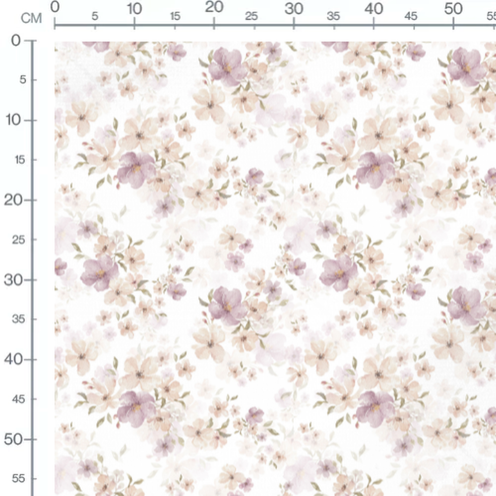 Tissu - Fleurs roses et violettes 7