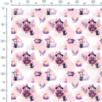 Tissu - Petite sorcière et animaux