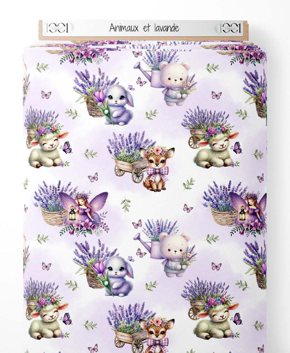 Tissu - Animaux et lavande