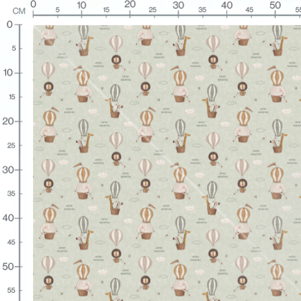 Tissu - Animaux en montgolfières