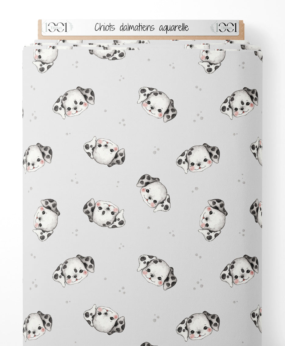Tissu - Chiots dalmatiens aquarelle