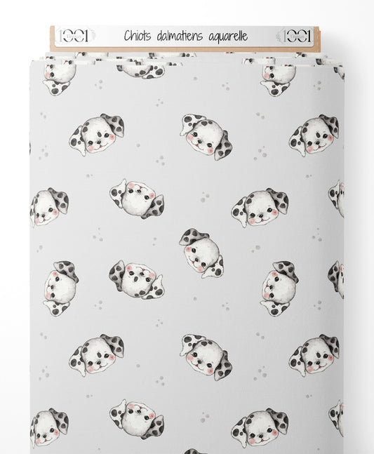 Tissu - Chiots dalmatiens aquarelle