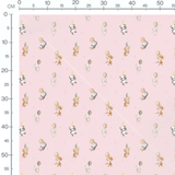 Tissu - Animaux ballons fond rose
