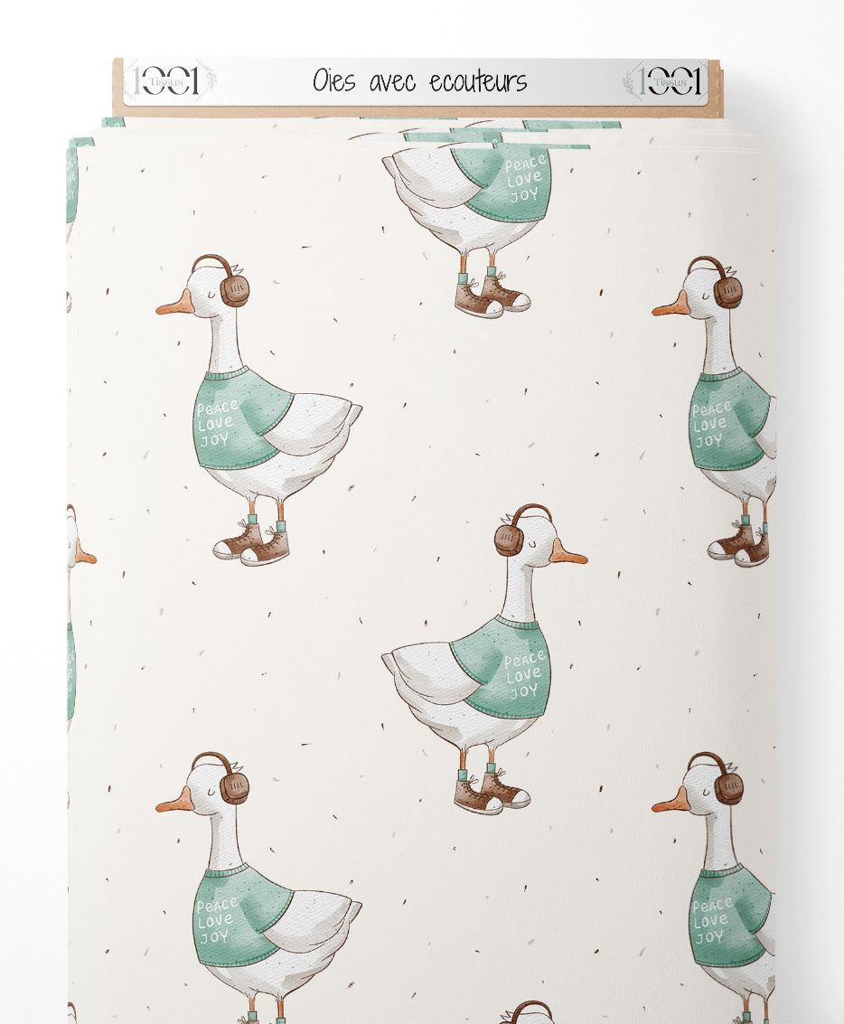 Tissu - Oies avec écouteurs
