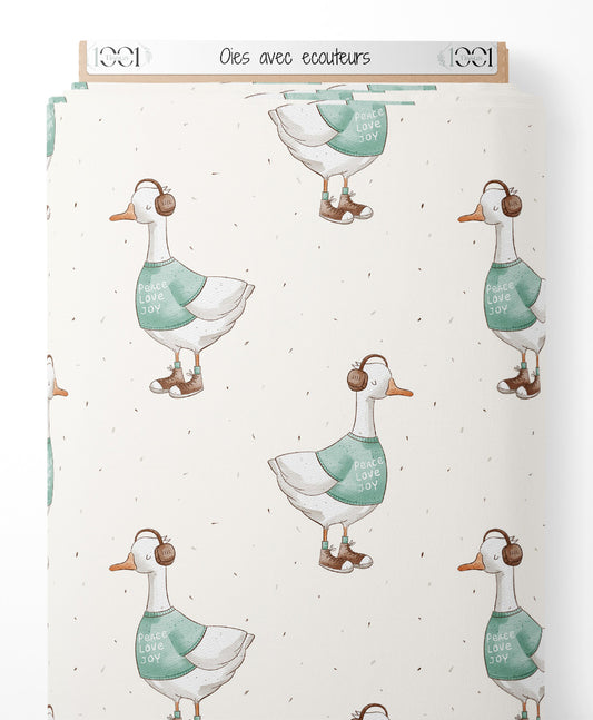 Tissu - Oies avec écouteurs