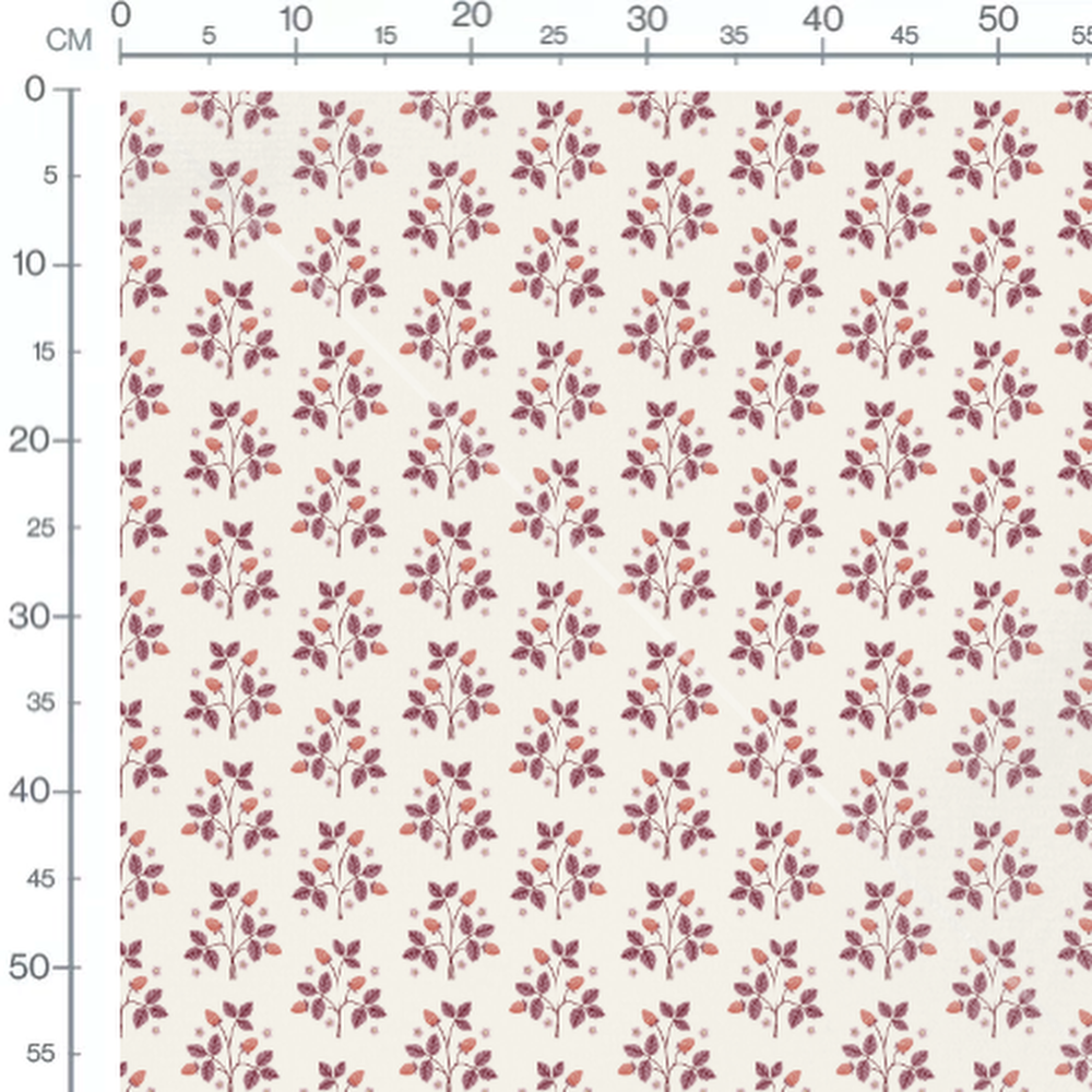 Tissu - Fruits rouges et feuilles