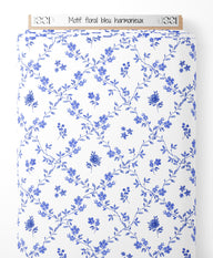 Tissu - Motif floral bleu harmonieux