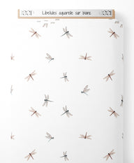 Tissu - Libellules aquarelle sur blanc