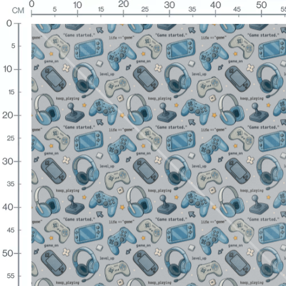 Tissu - Jeux vidéo bleus et étoiles