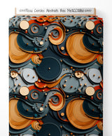 Tissu - Cercles Abstraits Bois Métal