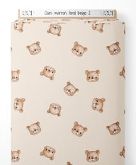 Tissu - Ours marron sur fond beige 2