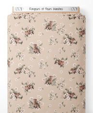 Tissu - Rongeurs et fleurs blanches