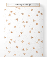 Tissu - Faons beige et points gris