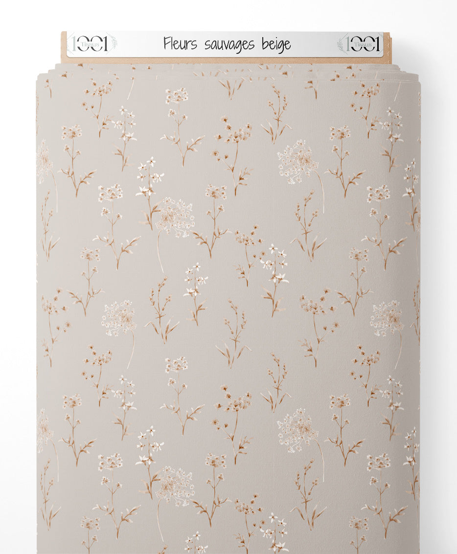 Tissu - Fleurs sauvages beige