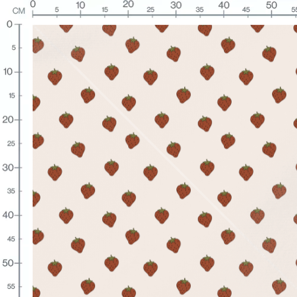 Tissu - Fraises rouges et graines noires