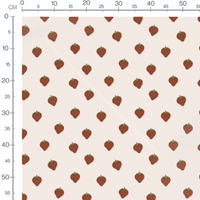 Tissu - Fraises rouges et graines noires